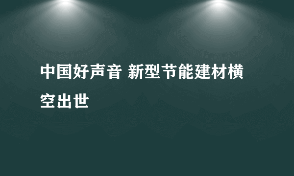 中国好声音 新型节能建材横空出世