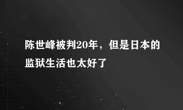 陈世峰被判20年，但是日本的监狱生活也太好了