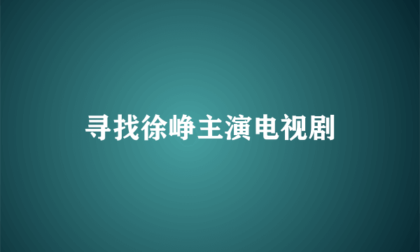 寻找徐峥主演电视剧