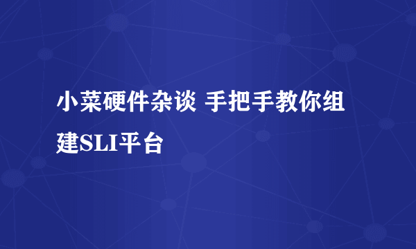 小菜硬件杂谈 手把手教你组建SLI平台