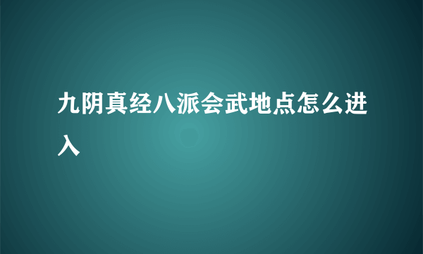 九阴真经八派会武地点怎么进入