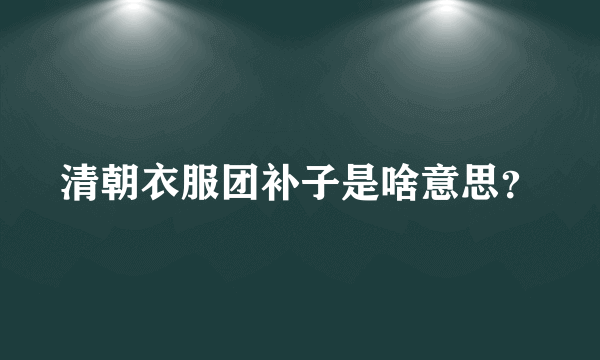 清朝衣服团补子是啥意思？