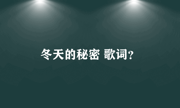 冬天的秘密 歌词？