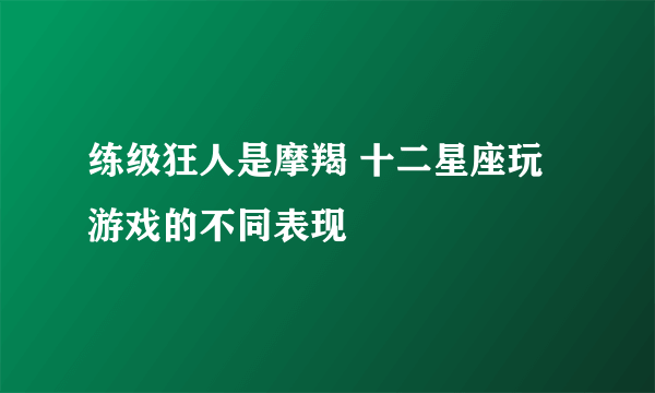 练级狂人是摩羯 十二星座玩游戏的不同表现