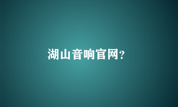 湖山音响官网？