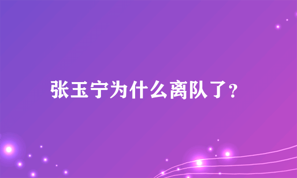 张玉宁为什么离队了？