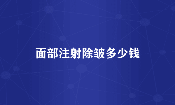 面部注射除皱多少钱