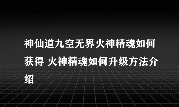 神仙道九空无界火神精魂如何获得 火神精魂如何升级方法介绍