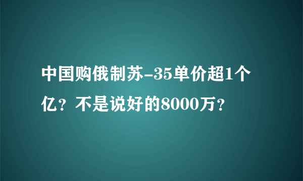 中国购俄制苏-35单价超1个亿？不是说好的8000万？