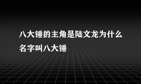 八大锤的主角是陆文龙为什么名字叫八大锤