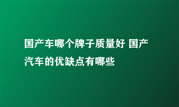 国产车哪个牌子质量好 国产汽车的优缺点有哪些