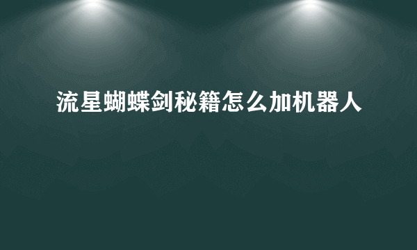 流星蝴蝶剑秘籍怎么加机器人