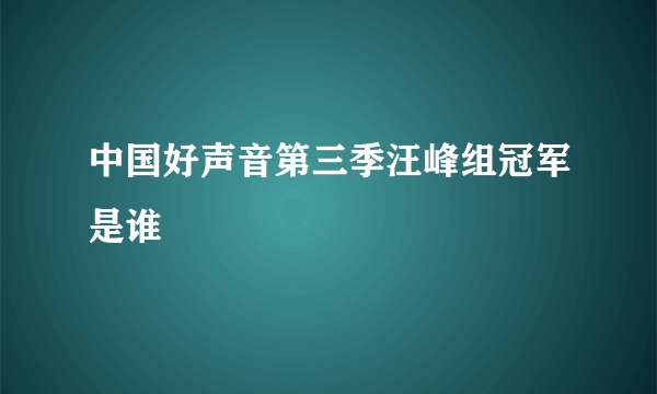 中国好声音第三季汪峰组冠军是谁