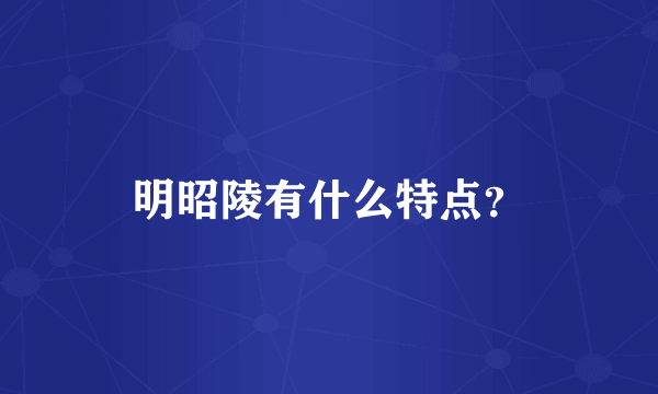 明昭陵有什么特点？