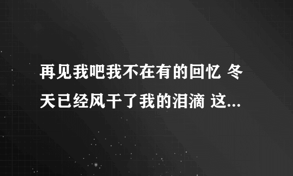 再见我吧我不在有的回忆 冬天已经风干了我的泪滴 这是什么歌