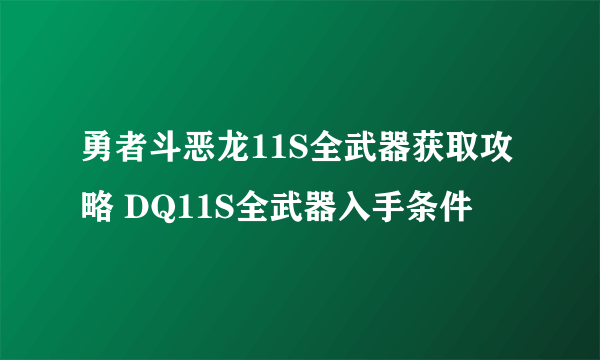 勇者斗恶龙11S全武器获取攻略 DQ11S全武器入手条件