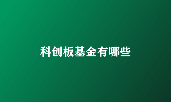 科创板基金有哪些