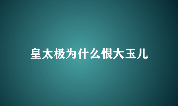 皇太极为什么恨大玉儿