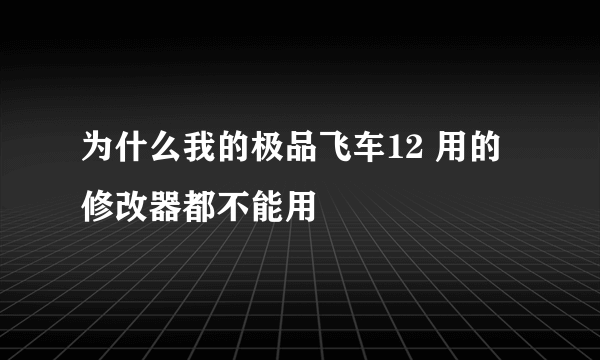 为什么我的极品飞车12 用的修改器都不能用