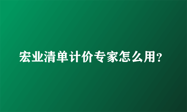 宏业清单计价专家怎么用？