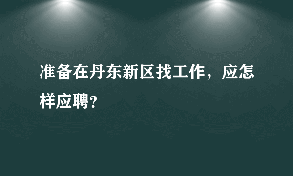 准备在丹东新区找工作，应怎样应聘？