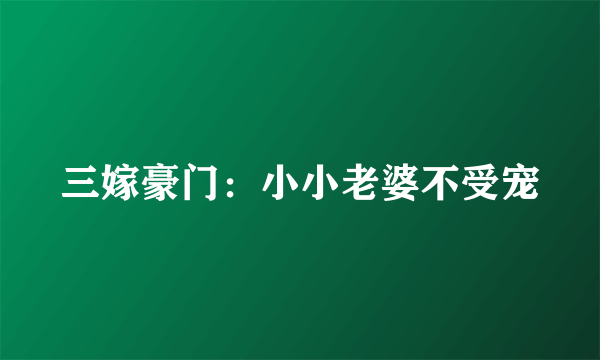 三嫁豪门：小小老婆不受宠