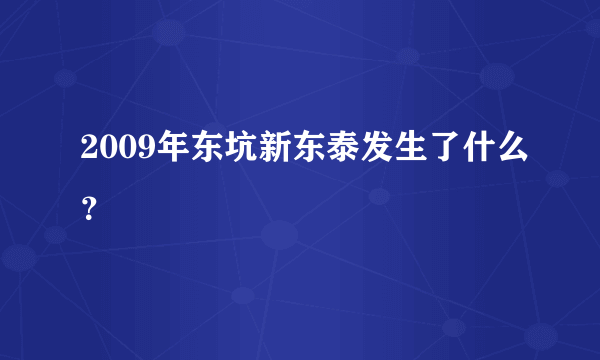 2009年东坑新东泰发生了什么？