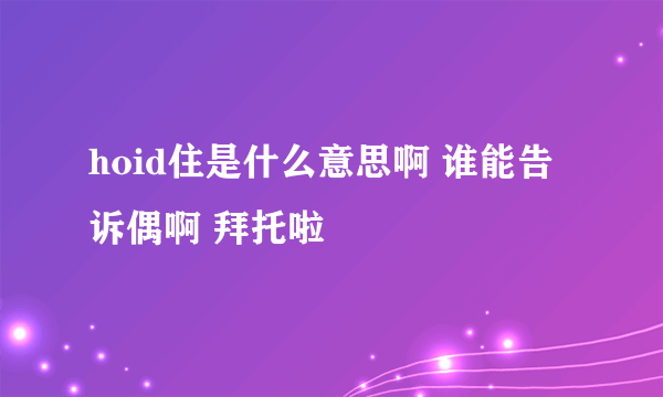 hoid住是什么意思啊 谁能告诉偶啊 拜托啦