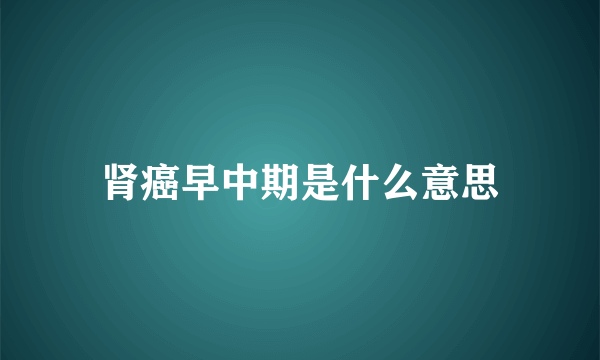 肾癌早中期是什么意思