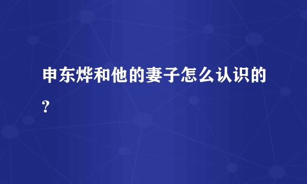 申东烨和他的妻子怎么认识的？