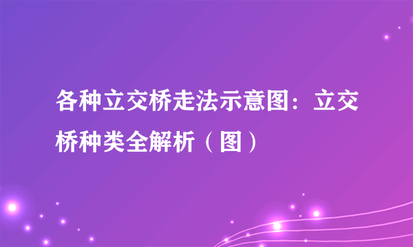 各种立交桥走法示意图：立交桥种类全解析（图）