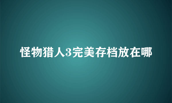 怪物猎人3完美存档放在哪