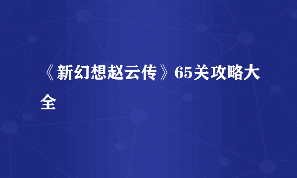 《新幻想赵云传》65关攻略大全