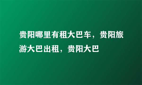 贵阳哪里有租大巴车，贵阳旅游大巴出租，贵阳大巴