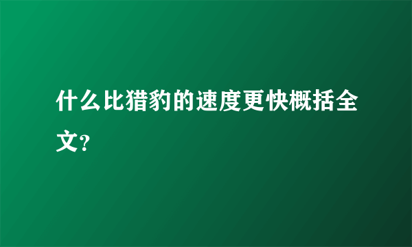 什么比猎豹的速度更快概括全文？