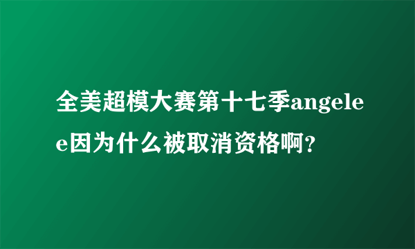 全美超模大赛第十七季angelee因为什么被取消资格啊？