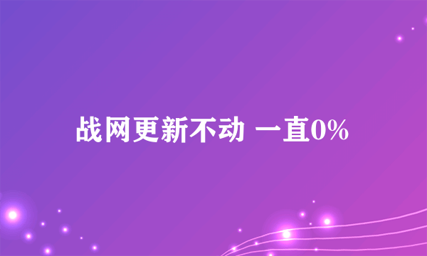 战网更新不动 一直0%