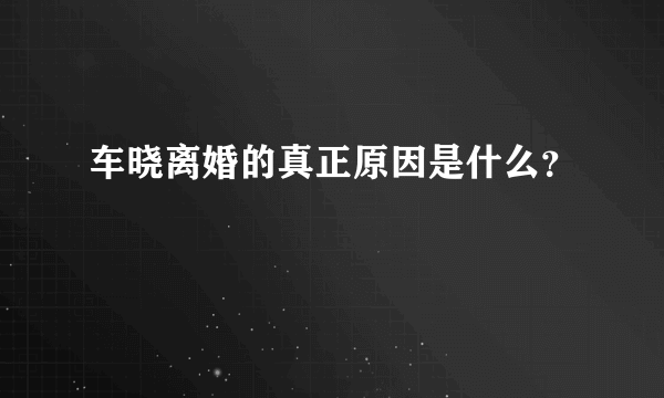 车晓离婚的真正原因是什么？