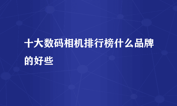 十大数码相机排行榜什么品牌的好些