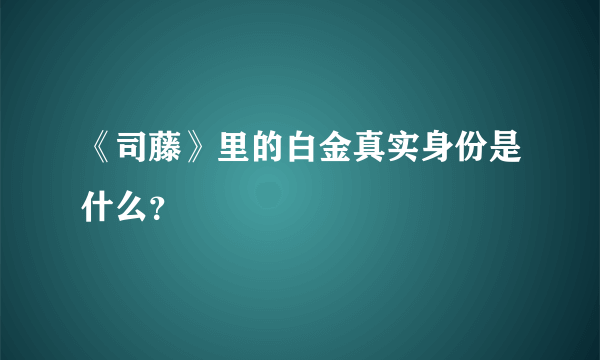 《司藤》里的白金真实身份是什么？