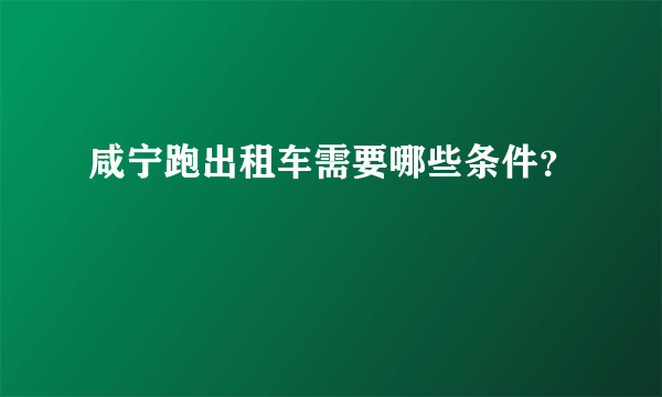 咸宁跑出租车需要哪些条件？