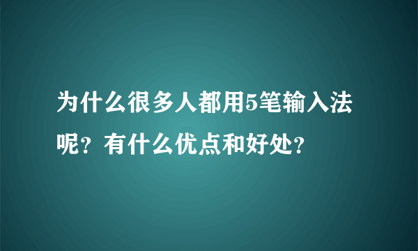 为什么很多人都用5笔输入法呢？有什么优点和好处？