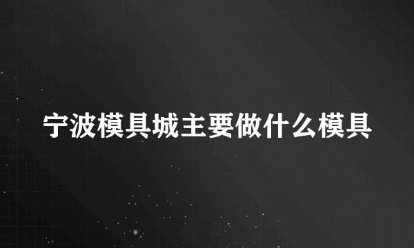 宁波模具城主要做什么模具