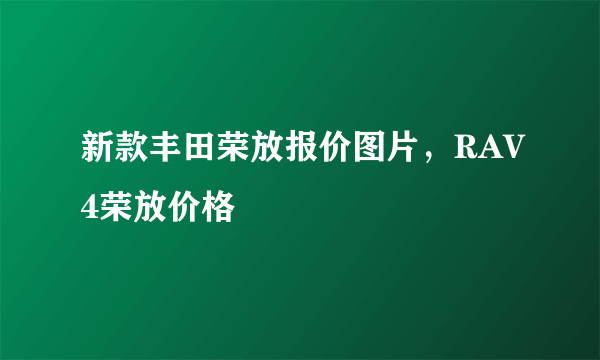 新款丰田荣放报价图片，RAV4荣放价格