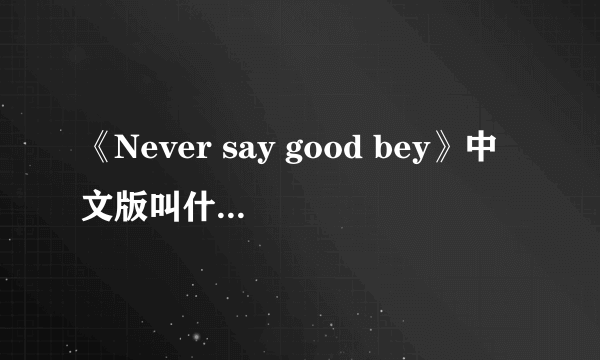 《Never say good bey》中文版叫什么名字？