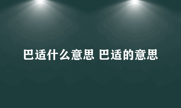 巴适什么意思 巴适的意思