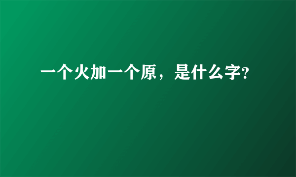 一个火加一个原，是什么字？