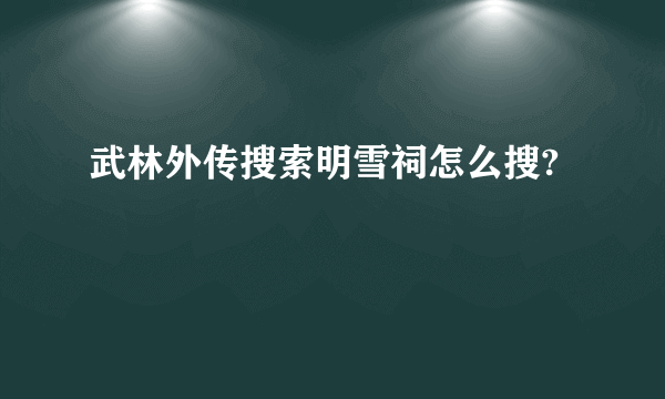 武林外传搜索明雪祠怎么搜?