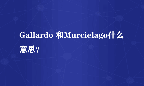 Gallardo 和Murcielago什么意思？