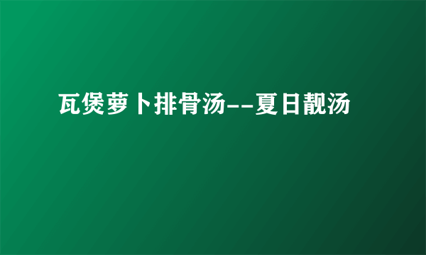 瓦煲萝卜排骨汤--夏日靓汤